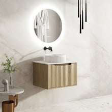 Colette 600mm Natural Oak Wall Hung Vanity with Stone Countertop